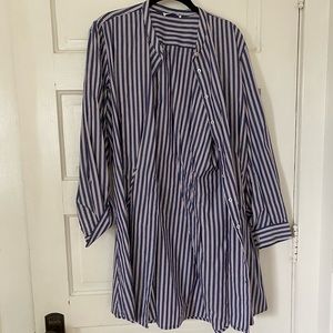 Blue striped shirt dress